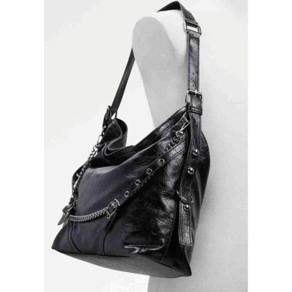 NWT~ALDO Black Faraliaax Chain Charm Buckle Detail Slouchy Shoulder Bag~$75 RV - Picture 7 of 7